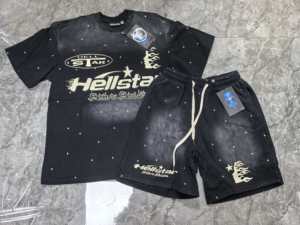 เสื้อยืดสต็อกเฮลล์สตาร์ ชุดเซ็ตโอเวอร์ไซส์ สไตล์ฮิปฮอป สตรีทแวร์ ดีไซน์วินเทจ ผ้าฝ้ายฟอกสี เสื้อยืดแขนสั้น ชุดเซ็ตเสื้อยืดผู้ชาย - Product Image 3