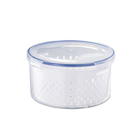 Ensemble de trois récipients de conservation alimentaire modernes et minimalistes à double couche, en PP de qualité alimentaire, hermétiques, avec poignée et système de drainage