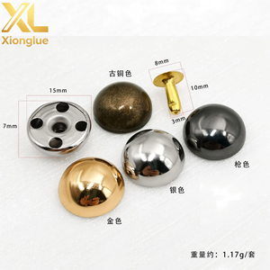 หมุดย้ำโลหะสีเงินทองขนาด 4 มม. ถึง 25 มม. แบบครึ่งวงกลม หัวโดม - Product Image 1