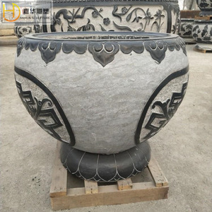 Jiahua Stone Carved Flower Pot Large Outdoor Garden <b>Water</b> Feature Traditional Design Durable Bluestone Planting <b>Container</b> - Product Image 2