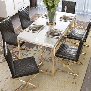 Vuelos de mesa de muebles de comedor blanco <span class=keywords><strong>dorado</strong></span> de vidrio moderna de muebles para <span class=keywords><strong>el</strong></span> hogar de acero inoxidable - Product Image 3