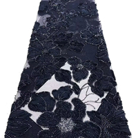 Tissu en dentelle française de luxe avec des paillettes vertes et des broderies pour robes de soirée élégantes pour femmes