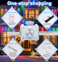Lumières de Noël permanentes RGB IP68 étanches 48V pour extérieur, contrôle intelligent Wi-Fi, lumières à points pixel effet méduse pour avant-toit, garantie 10 ans