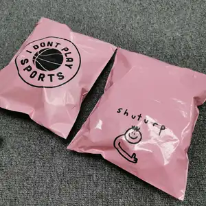 ヘビーデューティーカスタムライトピンク光沢のある色のプラスチック製の郵送袋堆肥化可能な郵送袋強力なポリメーラーバッグ