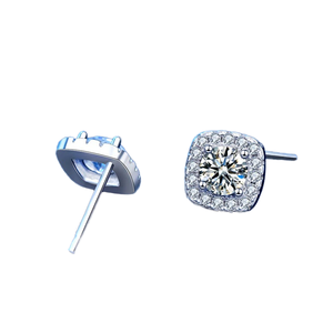 Cut <b>Moissanite</b> Luxury Stud <b>Earrings</b> Men Women Sparkling Sterling Silver Bridal Wedding Anniversary Gift Third Party Fine - Product Image 2