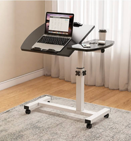 Bureau d'ordinateur portable, table de chevet, réglable en hauteur, plateau rotatif à 360 degrés, créatif, minimaliste, portable, en bois, rectangulaire, bureau