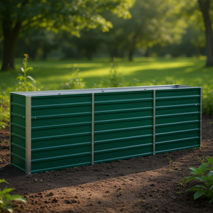 Bac à légumes surélevé en acier galvanisé 94,5x15,7x30,3 pouces vert pour plantation extérieure - Product Image 2