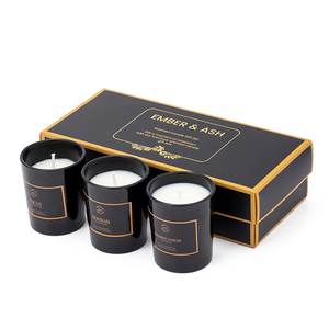 AIKUN Decoración de invierno Fabricantes de cera de soja natural Vela de fragancia de vidrio negro Vela perfumada de lujo 3 en 1 con caja de regalo Set - Product Image 3