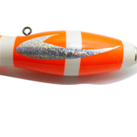 Leurre de surface en bois massif fait main, motif poisson-clown, rayures lumineuses, grande bouche, pour la pêche en haute mer au GT, au thon et au kingfish depuis bateau