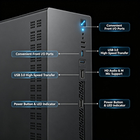 Caja de PC Micro ATX ITX en Oferta, Mini Torre para Juegos, Compatible con PSU ATX Superior, Soporte para GPU de 240mm, Enfriador de CPU de 140mm, Caja Negra en Stock