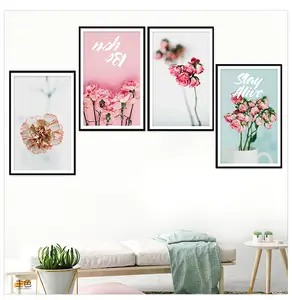 Розовая фоторамка с гвоздикой, настенная наклейка, теплые цветы, оставающиеся живыми обои, красивое домашнее украшение для женщин, настенная роспись