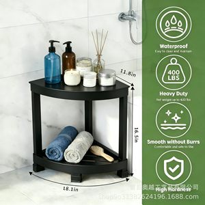 Okuetsu Étagère de rangement triangulaire en métal pour salle de bain, noire, 18,1 pouces, résistante à l'eau, robuste, pour la douche - Product Image 1