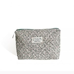 Customized Storage Green Cotton Floral <b>Bag</b> Pretty Print Travel Toiletry Pouch Colorful Eco Cotton Make up Pouch - Product Image 1