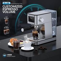 Nouvelle arrivée, machine à expresso électrique semi-automatique 2 en 1 haute pression 19 bars, usage commercial et hôtelier, machine à café, mousseur à lait