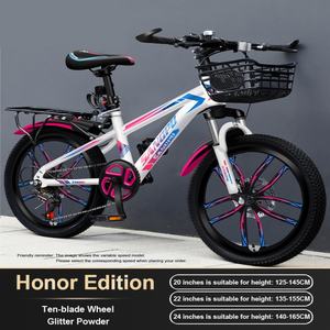 <span class=keywords><strong>Vélo</strong></span> pour enfants avec panier, fourche en aluminium 18-<span class=keywords><strong>24</strong></span> <span class=keywords><strong>pouces</strong></span>, 7 vitesses/vitesse unique, frein à disque avant/arrière, amortisseur pour garçons <span class=keywords><strong>et</strong></span> filles - Product Image 6