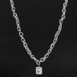 New Simple Niche Design <b>Titanium</b> Steel Square Shaped Pendant Necklace Hiphop Silver Plated Unisex's Necklaces Fashion Jewelry - Product Image 1