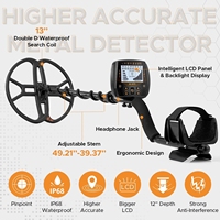 Detektor Logam 13" Profesional Tahan Air dengan Koil Pencari Emas dan Layar LCD Sensitivitas Tinggi Pinpoint