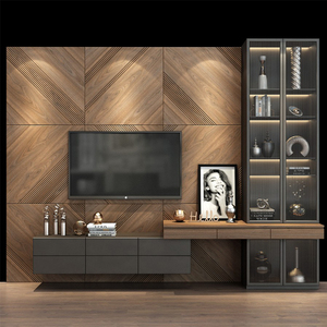 Gabinete multimedia de nuevo diseño, estante de madera para pared de televisión moderno, soportes para muebles de sala de estar, soporte de madera para <span class=keywords><strong>TV</strong></span> Mdf, juego de gabinete de <span class=keywords><strong>TV</strong></span> - Product Image 4