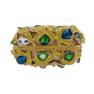 Pochette <span class=keywords><strong>de</strong></span> Soirée <span class=keywords><strong>de</strong></span> Luxe pour Femme, Entièrement Ornée <span class=keywords><strong>de</strong></span> Cristaux et <span class=keywords><strong>de</strong></span> Pierres, Motif Floral, Nouveau Modèle, avec Chaînes, pour la Mode du Soir - Product Image 3