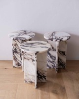 Table d'appoint ronde pliable moderne en Calacatta Viola, mobilier écoresponsable pour salon