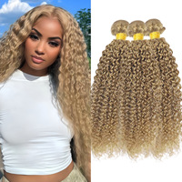 Vente en gros MEILASI Extensions de cheveux synthétiques en vrac, mèches bouclées crépues blond miel, postiches naturelles