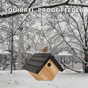 Comedero para Pájaros de Madera, Casa para Pájaros Colgante para Jardín Exterior, Caja de Nido con Acabado Rústico para Pájaros Silvestres - Product Image 2