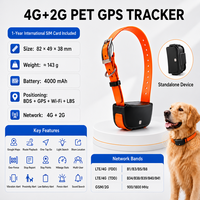 Collier de suivi GPS pour animaux de compagnie IP67 avec son et lumière, recherche 4G multibandes mondiale, alertes anti-perte et anti-évasion, autonomie de 20 jours, localisateur pour chien