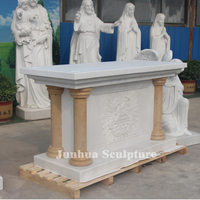 Table d'autel antique en marbre sculpté catholique pour la conception d'église chrétienne
