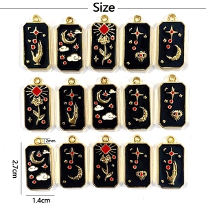 Black Tarot Card Enamel <strong>Charms</strong> Sun Moon Star Rose <strong>Magic</strong> <strong>Charms</strong> for DIY Jewelry <strong>Bracelet</strong> Necklace Earring Craft Decorations - Product Image 2