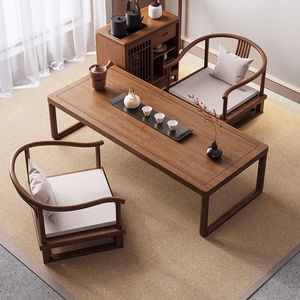 โต๊ะน้ำชาไม้เนื้อแข็งสไตล์ญี่ปุ่นแบบเตี้ยสำหรับใช้ในบ้านและห้องนอน - Product Image 4