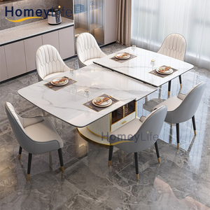Mesa de <span class=keywords><strong>Comedor</strong></span> Moderna <span class=keywords><strong>Extensible</strong></span> de Mármol, Mesa Redonda, Juego de Mesa de <span class=keywords><strong>Comedor</strong></span> con <span class=keywords><strong>4</strong></span> <span class=keywords><strong>Sillas</strong></span> - Product Image 2