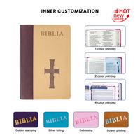 Nouveau design de maison d'impression de livres prix de gros d'usine personnalisé en cuir de qualité supérieure anglais espagnol chrétien Sainte Bible