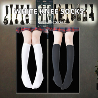 Chaussettes longues en nylon pour femmes et filles, chaussettes hautes jusqu'à la cuisse, uniformes, blanches unies, respirantes, avec lettres, pour l'hiver