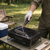 Brosse de nettoyage pour grillades en acier inoxydable en forme de V avec long manche, brosse de nettoyage pour grille de barbecue au charbon de bois, au gaz