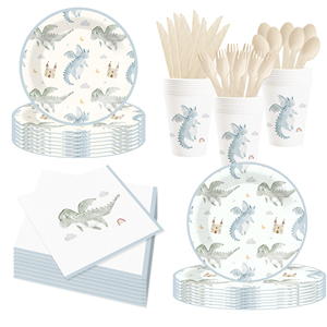 DAMAI Nuevo Juego de Vajilla Desechable con Diseño de Dinosaurios, Platos, Vasos y Servilletas de Papel para Fiestas - Product Image 2