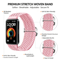 Bracelet de montre en nylon tissé sport avec boucle coulissante, compatible avec les bracelets intelligents Huawei Band8 Band9 Band10 NFC