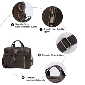 Dujiang Genuine Leather Business <b>Briefcase</b> 15.6 Inch Laptop Bag Men Crossbody Durable Travel Workbag - Product Image 2