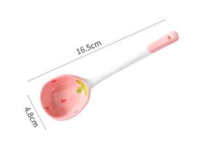 Cuchara de Sopa de Cerámica Rosa con Diseño de Fresa, Cuchara de Postre y Té de Mango Largo, Vajilla Linda para la Cocina - Product Image 3
