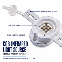 Source de lumière LED COB rouge 850nm 940nm 100W 4200mA 20-24V sur substrat en cuivre rouge pour modules d'éclairage horticole