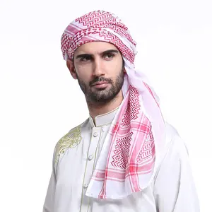 Hot selling 140*140cm Dubai Yemen Saudi Arabia UAE Square Headband Muslim Printed Men's Scarf Shawl