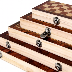 Cheap 29*29cm <strong>Wooden</strong> <strong>Chess</strong> <strong>Set</strong> with Folding <strong>Chess</strong> Board 11" Backgammon Checkers Indoor Foldable <strong>Chess</strong> Box - Product Image 4