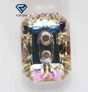 Factory Wholesale Price New Product Crystal Glass Octagon Cut Plated Bottom <strong>Button</strong> Double Hole Series K9 Crystal Rhinestone - Product Image 3