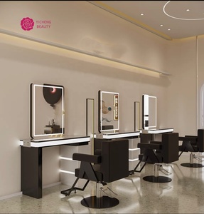 Espejos de Salón Estándar Europeo Yicheng Beauty, Espejos de Barbería, Conjunto de Equipamiento para <span class=keywords><strong>Peluquería</strong></span>, Muebles de Fabricación Profesional - Product Image 4