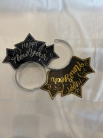 Serre-tête scintillant noir, or et argent en forme d'étoile pour le Nouvel An – Tiare Joyeux Nouvel An pour le réveillon et les fêtes