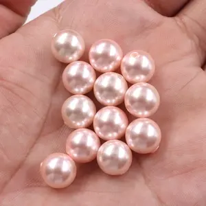 10mm rosa pérola contas rodada meio buraco branco diy jóias de vidro pérola pérolas soltas para brinco
