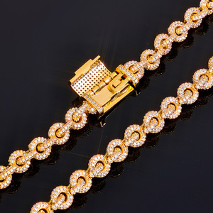 Manufacture Custom Moissanite Fine <b>Copper</b> Bracelets 8mm <b>Chain</b> Link Fine Jewelry Women Men Hip Hop Bracelets - Product Image 5