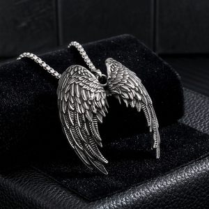 Yunnique-collar con colgante de ala de ángel geométrico asimétrico de acero inoxidable para hombre, alas 3D Punk, regalo de joyería de moda - Product Image 1