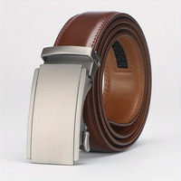Ceinture pour homme en cuir véritable automatique, finition mate, boucle en cuivre, longueur 120 cm, largeur standard, style minimaliste polyvalent