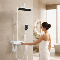 Robinet mural moderne gris bronze avec affichage numérique de la température et fonction pluie pour système de douche en acier inoxydable