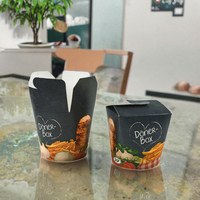 Conteneur à emporter en papier kraft écologique avec poignée, impression de logo personnalisée, pour sushis, kebabs, doner, pâtes, nouilles
